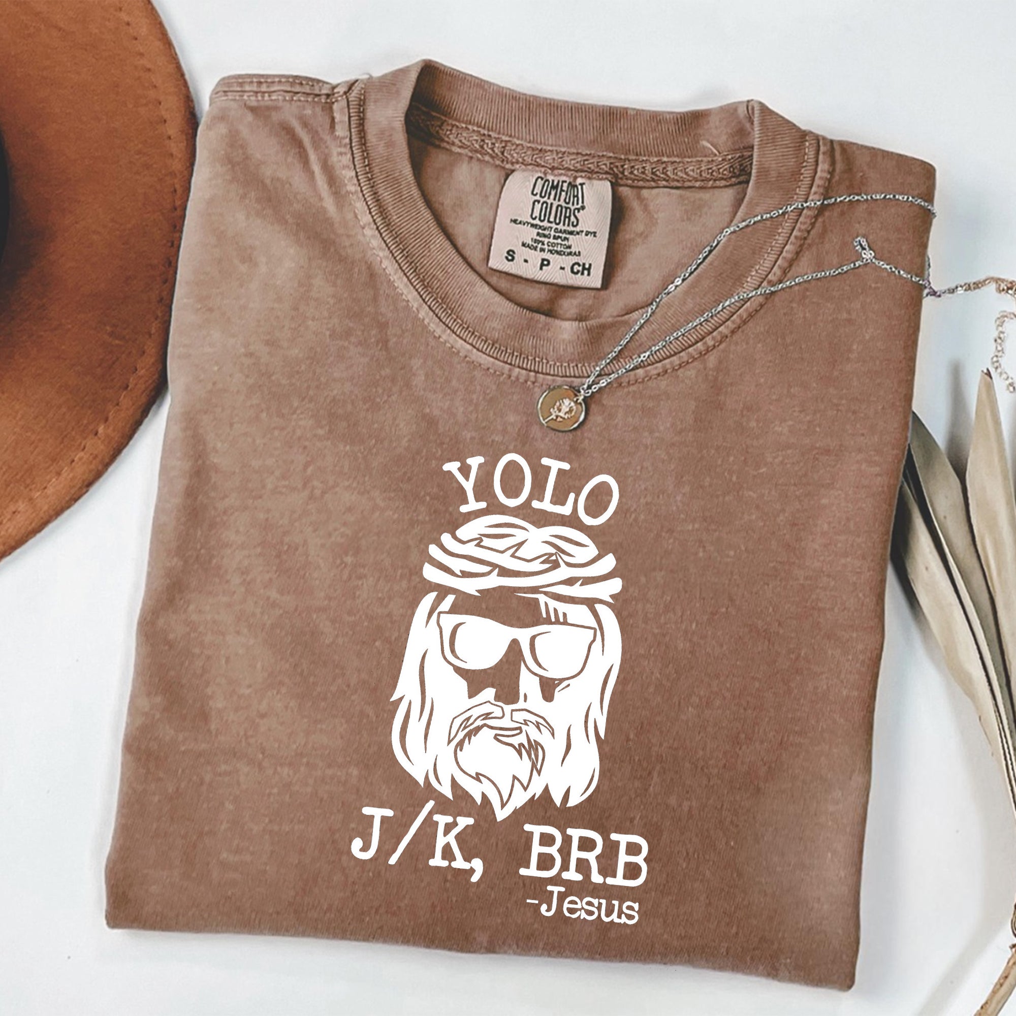 YOLO JESUS Comfort Colors Shirt, Easter T-Shirt, Women's Christian Tee, Funny Jesus J/K BRB Shirt, Humorous Easter Apparel, Faith-Based Gift